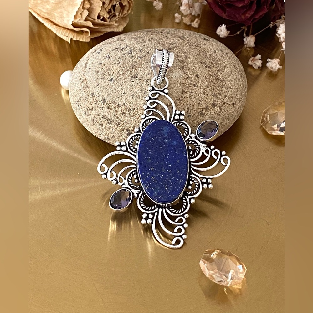 Lapis Lazuli And Amethyst Handcrafted Pendant